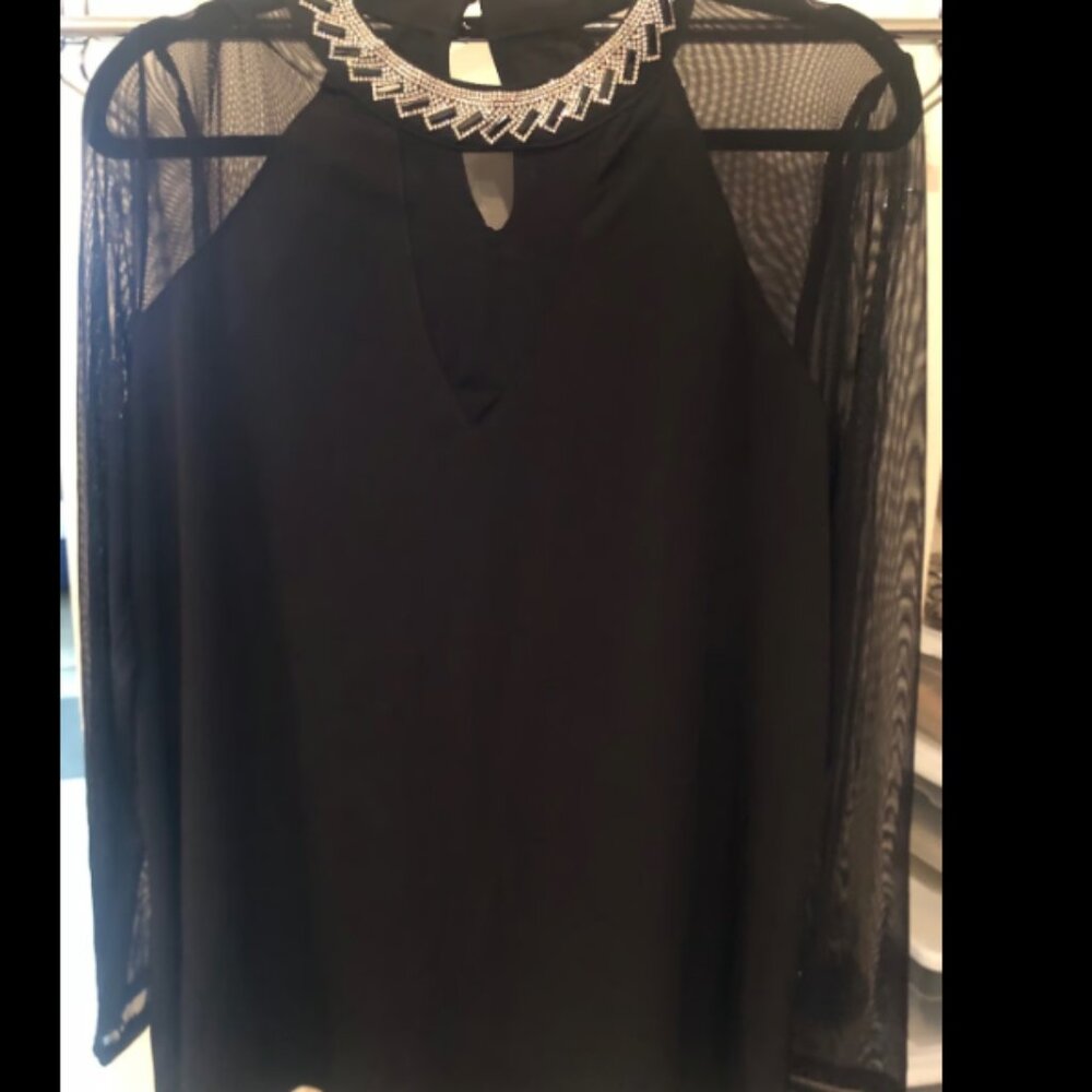 Black blouse with see-through sleeves - Size 2X